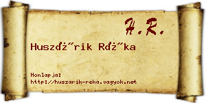 Huszárik Réka névjegykártya
